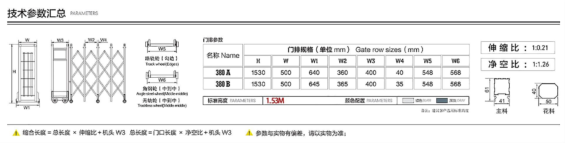 303枭龙系列电动伸缩门参数